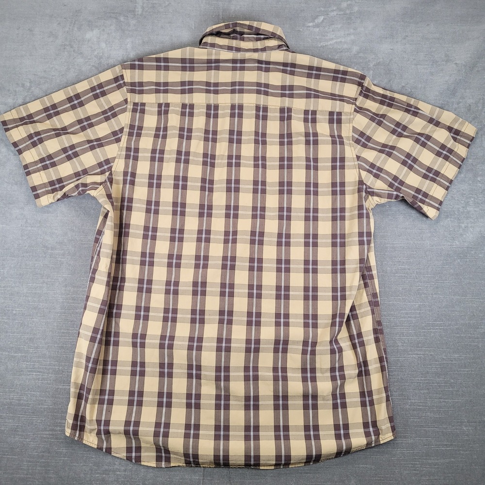 Dixxon Flannel Co The Hustler Bamboo Short Sleeve Plaid Shirt Mens Large Brown - Picture 4 of 6